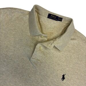 Polo Ralph Lauren Mens XXL Beige Heathered Short Sleeve Polo Shirt Classic Fit